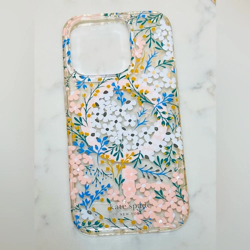 Kate Spade iPhone clear clover with flowers and a little bling